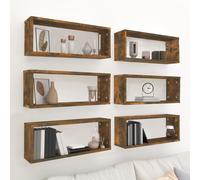 vidaXL Estantes cúbicos de pared 6 uds madera roble ahumado 60x15x23cm