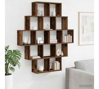 vidaXL Estante de pared de madera envejecida 120 x 20 x 136 cm
