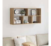 vidaXL Estante de pared madera ingeniería 100x25x50 cm en color Roble ahumado/Roble Sonoma/Negro y más | práctico organizador multiusos diseño compacto funcional
