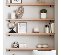 vidaXL Estante de pared Madera maciza de roble sin tratar 100x10x4 cm