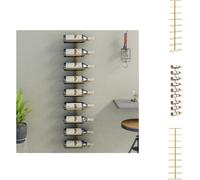 vidaXL Estante de pared para 9 botellas de vino, color dorado, hierro - Estanterías para vino