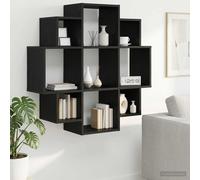 vidaXL Estante de pared Roble Negro 90 x 25 x 90 cm
