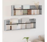 vidaXL Estante de revistas 2 uds. Gris Sonoma 100 x 12 x 30 cm