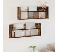 vidaXL Estante de revistas 2 uds. Roble ahumado 80 x 12 x 30 cm