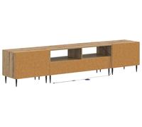 vidaXL Estante de TV LED de 3 piezas, estilo artesanal, en madera laminada con aspecto de roble