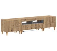 vidaXL Estante de TV LED de 3 piezas, estilo artesanal, en madera laminada con aspecto de roble