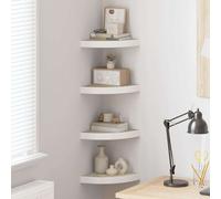 vidaXL Estante esquina de pared 4 uds MDF roble y blanco 25x25x3,8 cm