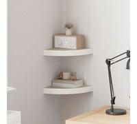 vidaXL 2X Estante Esquinero Pared Estantería Colgante CD Libros Coleccionables Fotos Premios Decoración Librerías Blanco Roble MDF 25x25x3,8 cm