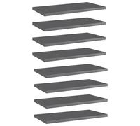 vidaXL Estante estantería 8 uds contrachapada gris brillo 40x20x1,5 cm