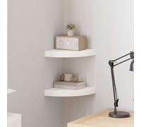 vidaXL Estante flotante de esquina 2 uds MDF blanco 25x25x3,8 cm