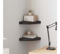 vidaXL Estante flotante de esquina 2 uds MDF negro 25x25x3,8 cm