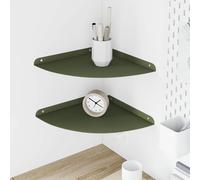 vidaXL Estante Flotante de Esquina 2 uds. Verde Oliva 30 x 30 x 2 cm