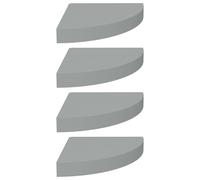 vidaXL Estante flotante de esquina 4 uds gris MDF 25x25x3,8 cm