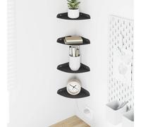 vidaXL Estante Flotante de Esquina 4 uds. Negro 15 x 15 x 2 cm