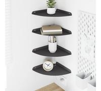 vidaXL Estante Flotante de Esquina 4 uds. Negro 24 x 24 x 2 cm