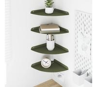 vidaXL Estante Flotante de Esquina 4 uds. Verde Oliva 24 x 24 x 2 cm