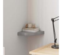 vidaXL Estante flotante de esquina gris con brillo MDF 25x25x3,8 cm