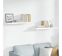 vidaXL Estante flotante de pared 2 uds MDF blanco brillo 90x23,5x3,8cm