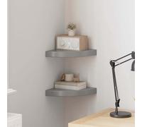 vidaXL Estante flotante de esquina 2 uds MDF 25x25x3,8 cm Gris brillo