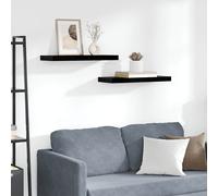 vidaXL Estante flotante de pared 2 uds MDF negro brillo 60x23,5x3,8 cm