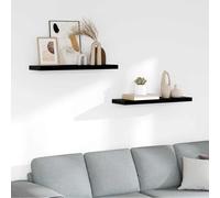vidaXL 2X Estantes Flotantes Pared Repisa Colgante Estantería Tablero CD Libros Decoración Coleccionables Foto Premio Negro Brillo MDF 80x23,5x3,8 cm