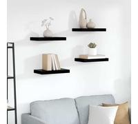vidaXL Estante flotante de pared 4 uds MDF negro brillo 40x23,5x3,8 cm
