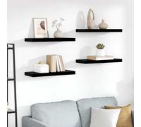 vidaXL Estante flotante de pared 4 uds MDF negro brillo 60x23,5x3,8 cm