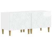 vidaXL Estante LED para TV, juego de 3 piezas, blanco brillante, material de madera