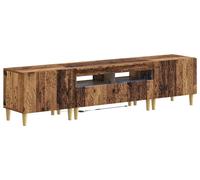 vidaXL Estante LED para TV, juego de 3 piezas, estilo DELFT, hecho de madera reciclada y material de madera
