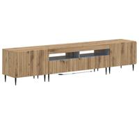 vidaXL Estante LED para TV, juego de 3 piezas, estilo ZWOLLE, material de imitación madera en roble artesanal