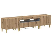 vidaXL Estante LED para TV, juego de 3 piezas, modelo ARNHEM, acabado en roble artesanal