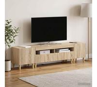 vidaXL Estante LED para TV, juego de 3 piezas, modelo ARNHEM, color roble Sonoma