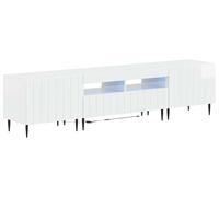 vidaXL Estante LED para TV, juego de 3 piezas, modelo ZWOLLE, blanco brillante, material de madera