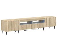 vidaXL Estante LED para TV, juego de 3 piezas, modelo ZWOLLE, madera contrachapada con acabado en roble Sonoma