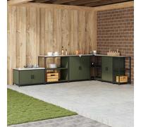 vidaXL Estantería de cocina HATTEM, color verde oliva, 90 x 50 x 92 cm, acero