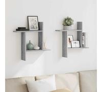 vidaXL Estante pared 2 uds madera ingeniería gris Sonoma 50x12x50cm