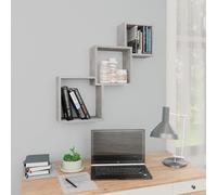 vidaXL Estante pared cubo madera ingeniería gris hormigón 68x15x68 cm