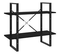 vidaXL Estantería 2 Niveles Estante Muebles Mobiliario Soporte Adornos Exhibición Organizador Almacenaje Madera Contrachapada Negra 80x30x70 cm