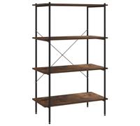 vidaXL Estantería 4 Niveles Armario Estante Librería Estudio Libros Oficina Salón Sala de Estar Muebles Almacenaje Negra y Madera Oscura 80x40x130 cm