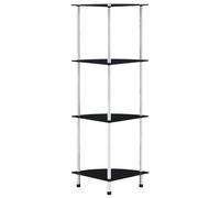 vidaXL Estantería 4 niveles cristal templado negro 30x30x100 cm