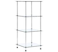 vidaXL Estantería 4 Niveles Librería Estante Mostrador Soporte Mueble Vitrina Decoración de Hogar Almacenamiento Vidrio Templado Transparente