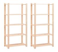 vidaXL Estantería 2X con 5 niveles, madera de pino - 80x38x170 cm