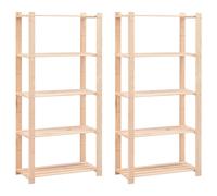 vidaXL Estantería 5 niveles 2 unidades madera pino maciza 250 kg