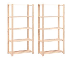 vidaXL Estantería 5 niveles 2 unidades madera pino maciza 250 kg