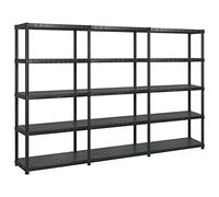 vidaXL Estantería Almacenaje 5 Niveles Estante Muebles Mobiliario Soporte Adornos Exhibición Organizador Plástico Negro 274,5x45,7x185cm