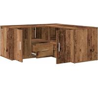 vidaXL Estantería angular, aspecto de madera envejecida, 160x40x45 cm, material de madera