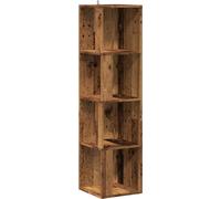 vidaXL Estantería angular, aspecto de madera envejecida, 33x33x132 cm, material de madera