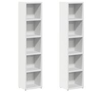 vidaXL Estantería CD, Set de 2, 21x16x93,5 cm, Madera de ingeniería, Blanco, Vitrina con Compartimento, Mueble de Almacenamiento salón, Librería, Almacenamiento CD, Organizador Multimedia