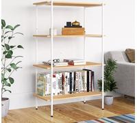 vidaXL Estantería con 4 estantes, color blanco y aspecto de roble, 80x40x130 cm - Estantería - Estanterías - Librería - Librerías