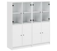 vidaXL Estantería con Puertas, Aparador Alto con Almacenaje, Estantes para Libros, Librería para Oficina Biblioteca, Madera de Ingeniería Negro